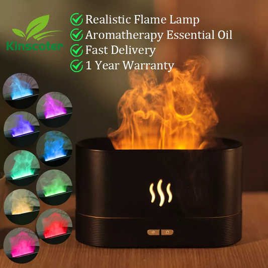Diffuseur et humidificateur d'air, fabricant de brume fraîche, LED avec lampe à flamme à huiles essentielles.